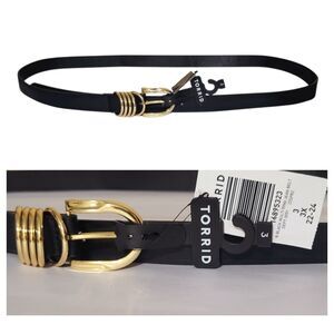 Torrid Black Gold Faux Leather Multi Ring Belt 3X Classic Look New 44-48 In 0.9W